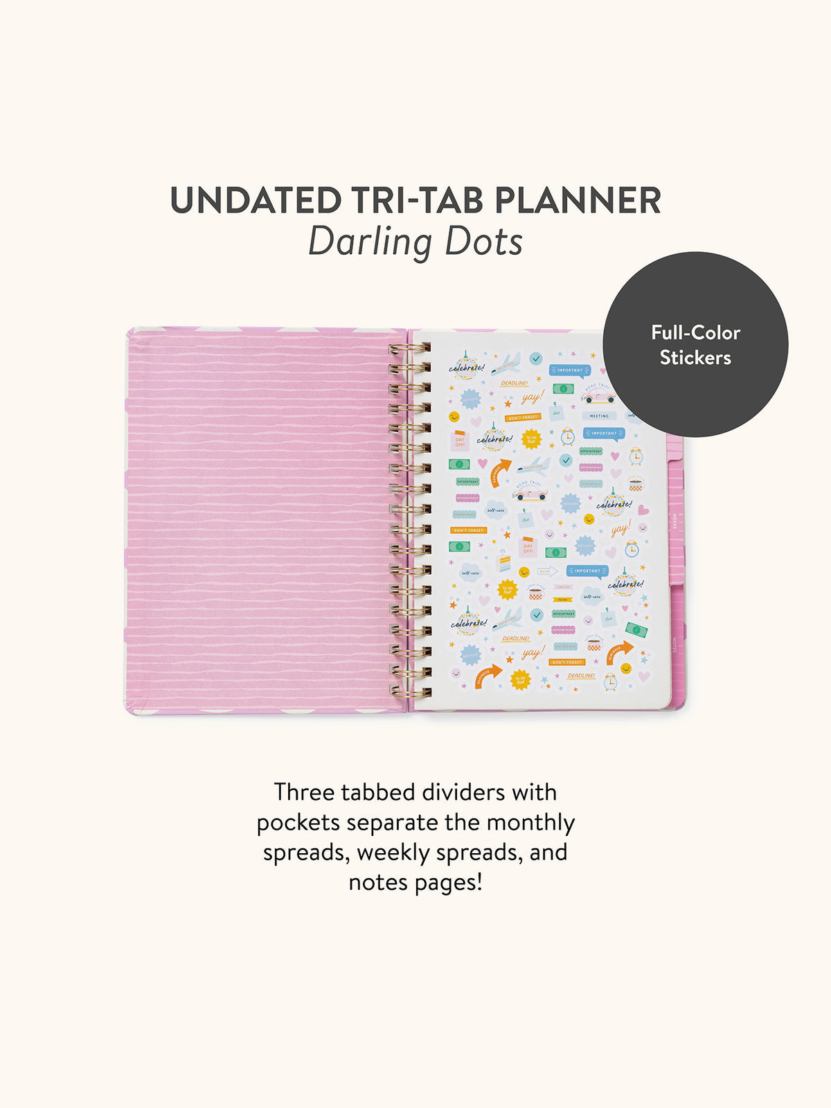 Darling Dots Undated Tri-Tab Planner