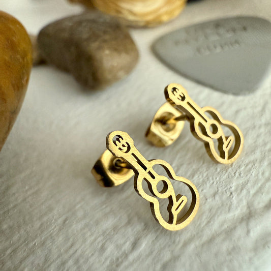 "Woody" Guitar Earrings