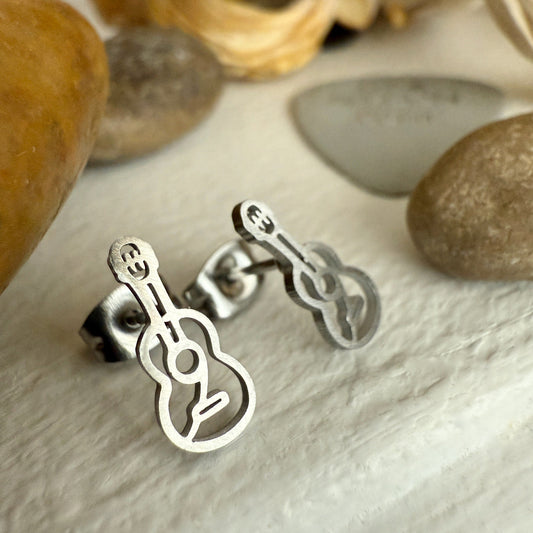 "Woody" Guitar Earrings