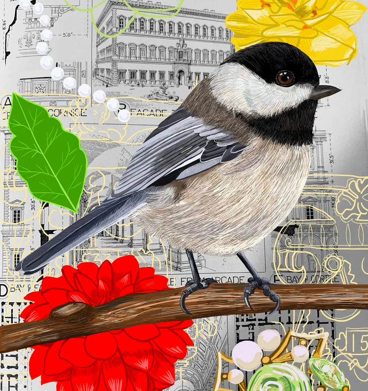 Black-capped Chickadee Collage Card