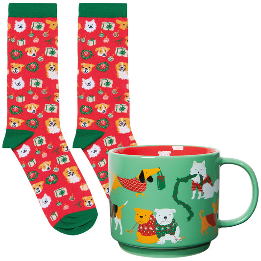 Holiday Hounds Mug + Socks Set