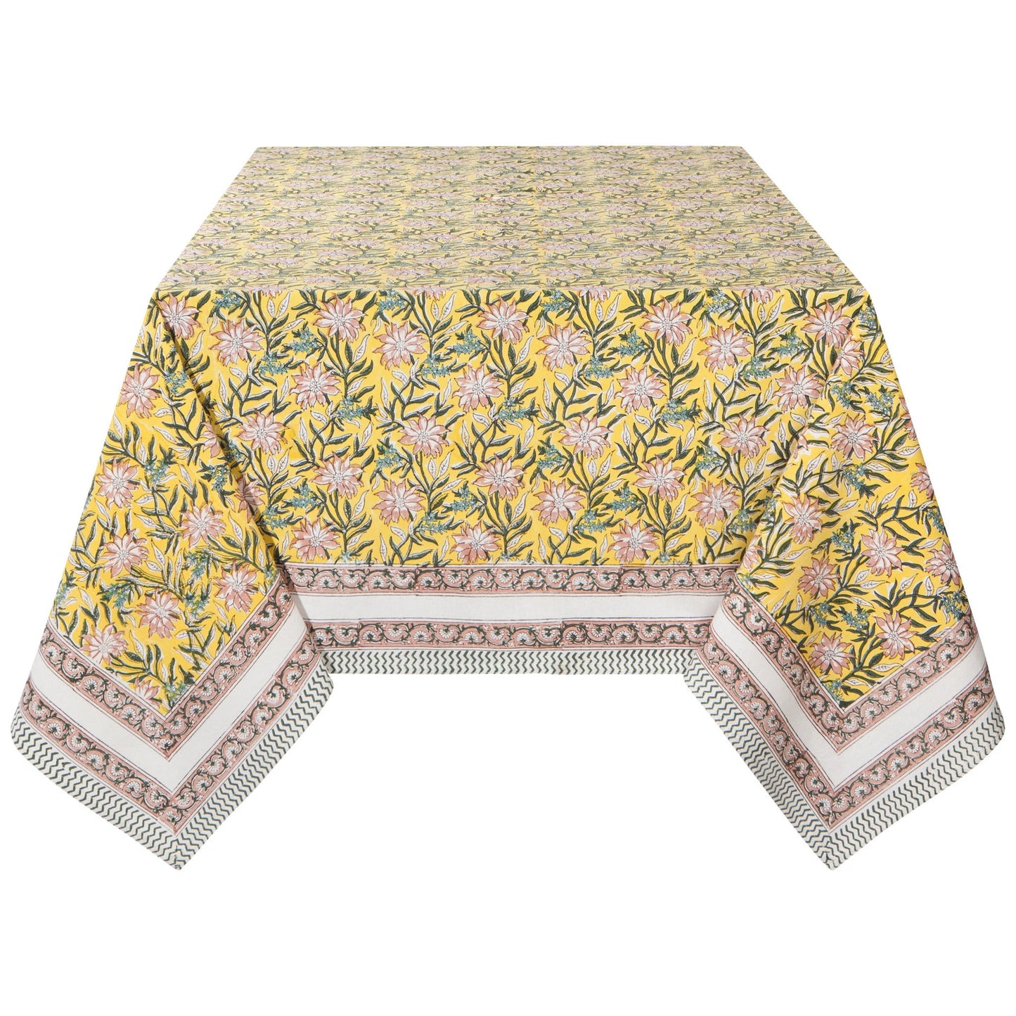 Clematis Block Print Tablecloth