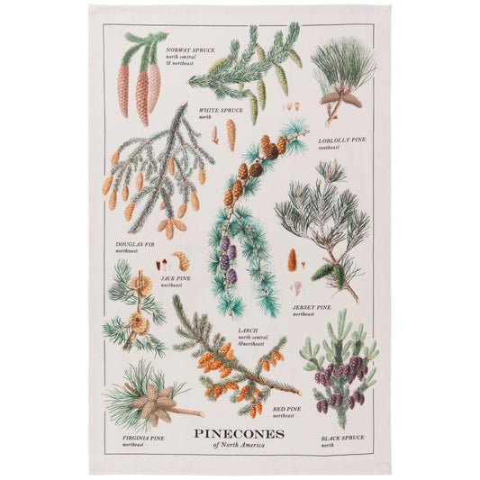Pinecones Printed Cotton Tea Towel