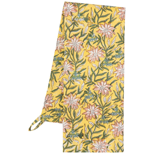 Clematis Block Print Tea Towel