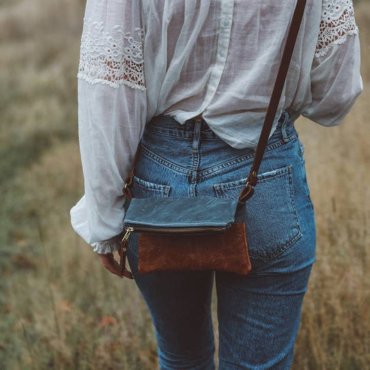 Grey Canvas Crossbody Bag