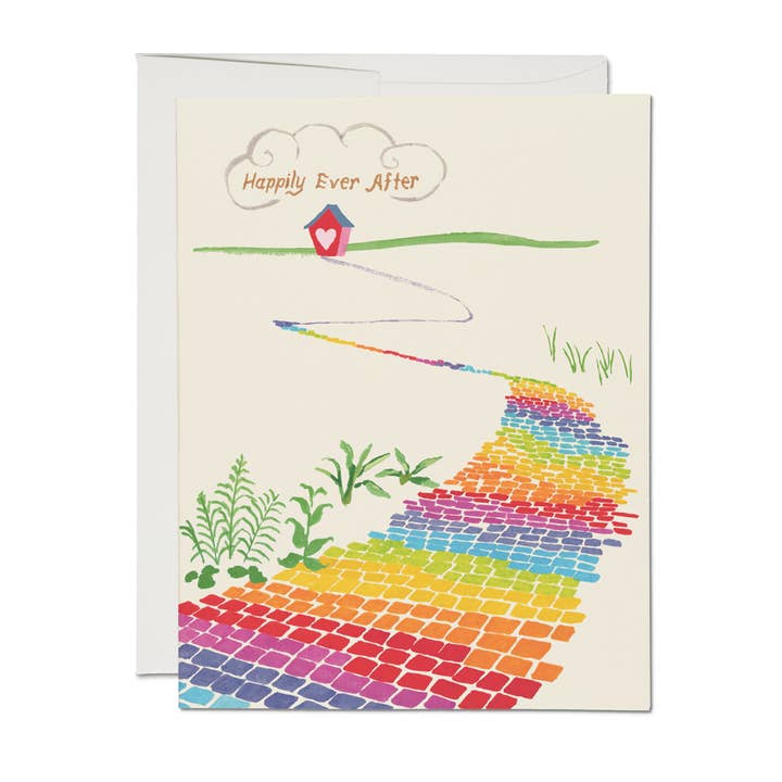 Rainbow Brick Road Wedding Card