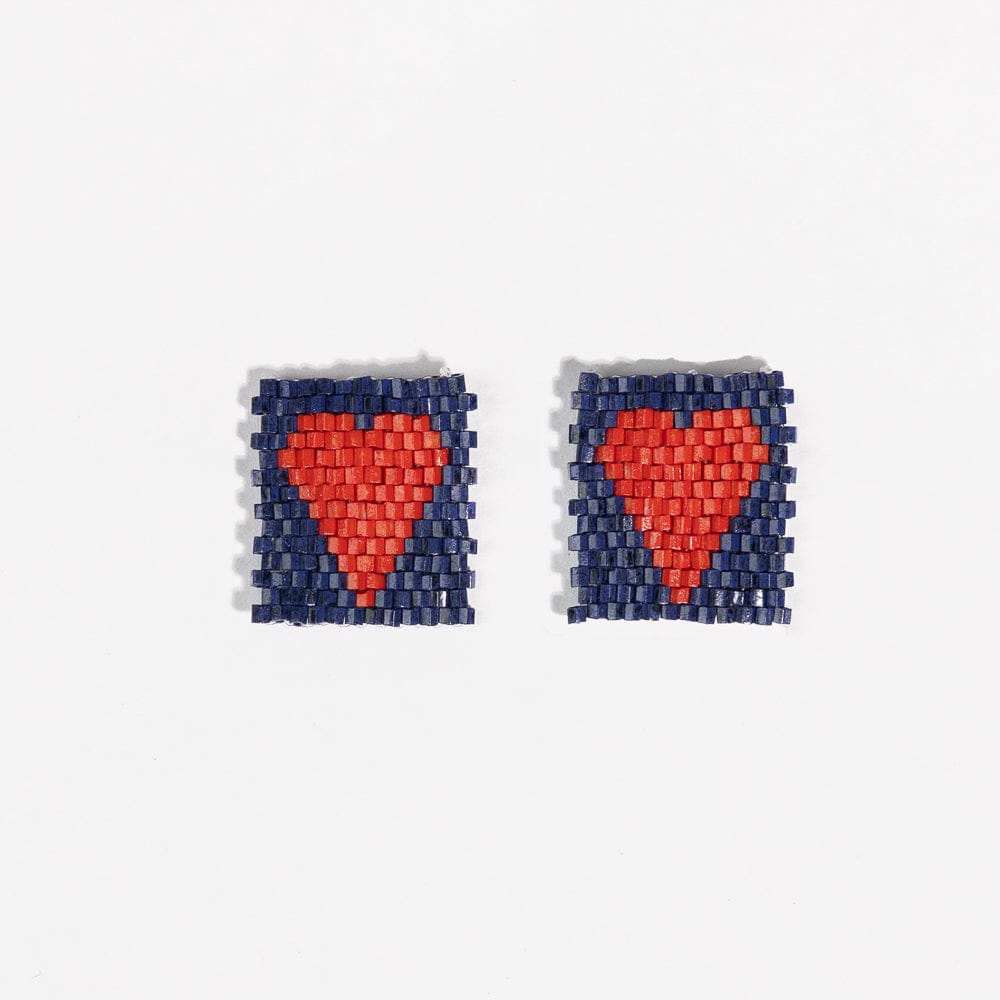 Kallie Heart Rectangle Beaded Earrings