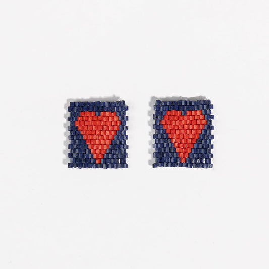 Kallie Heart Rectangle Beaded Earrings