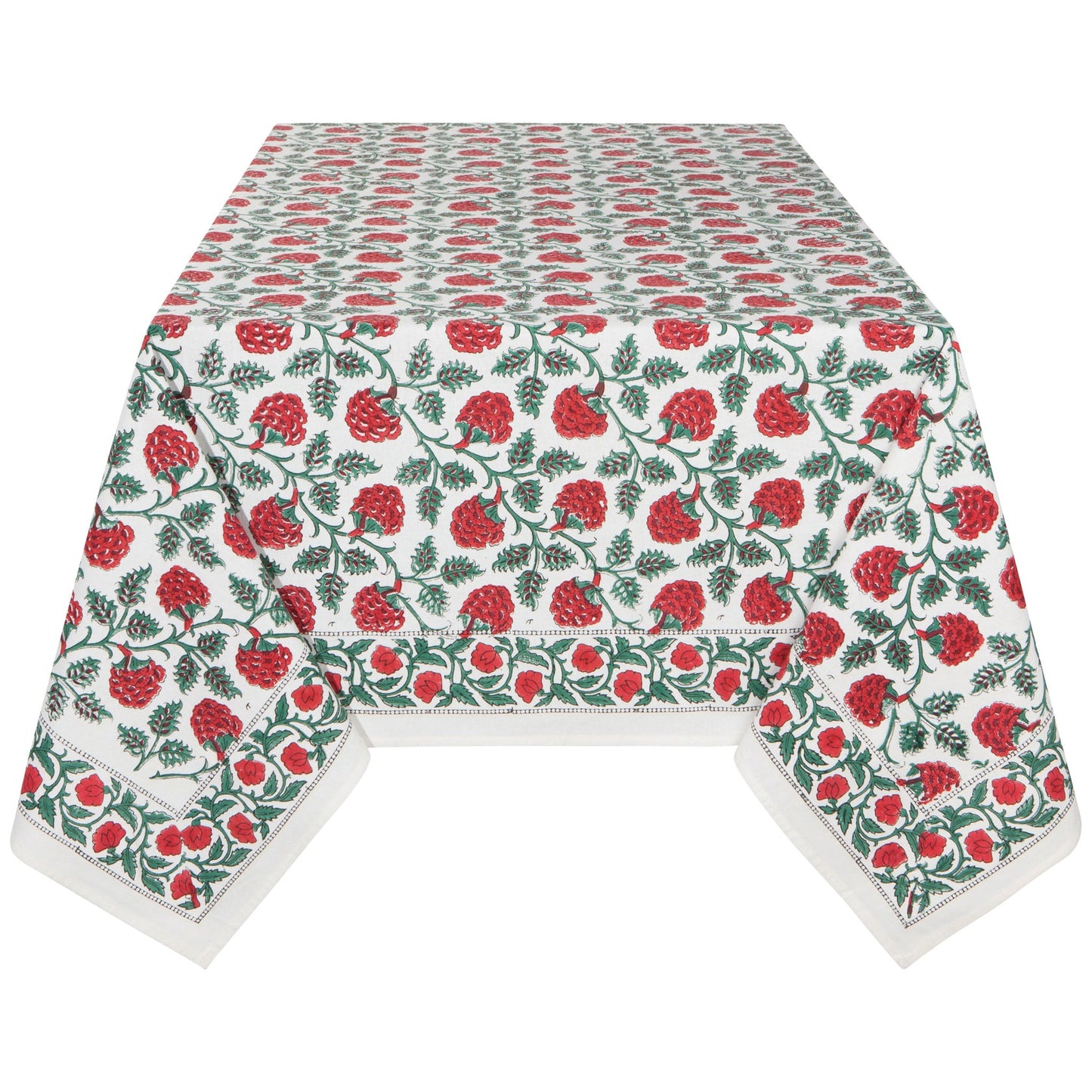 Carnation Block Print Tablecloth