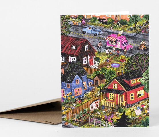 Summertime Neighborhood Greeting Card