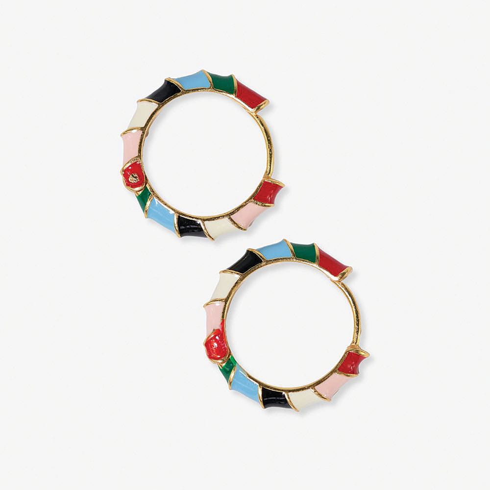 Pippa Twisted Colorblock Enamel Hoop Earrings