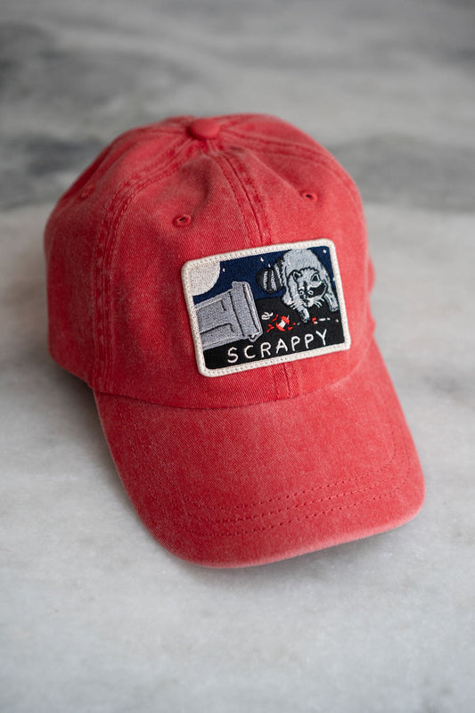 Scrappy Raccoon Patched Dad Hat