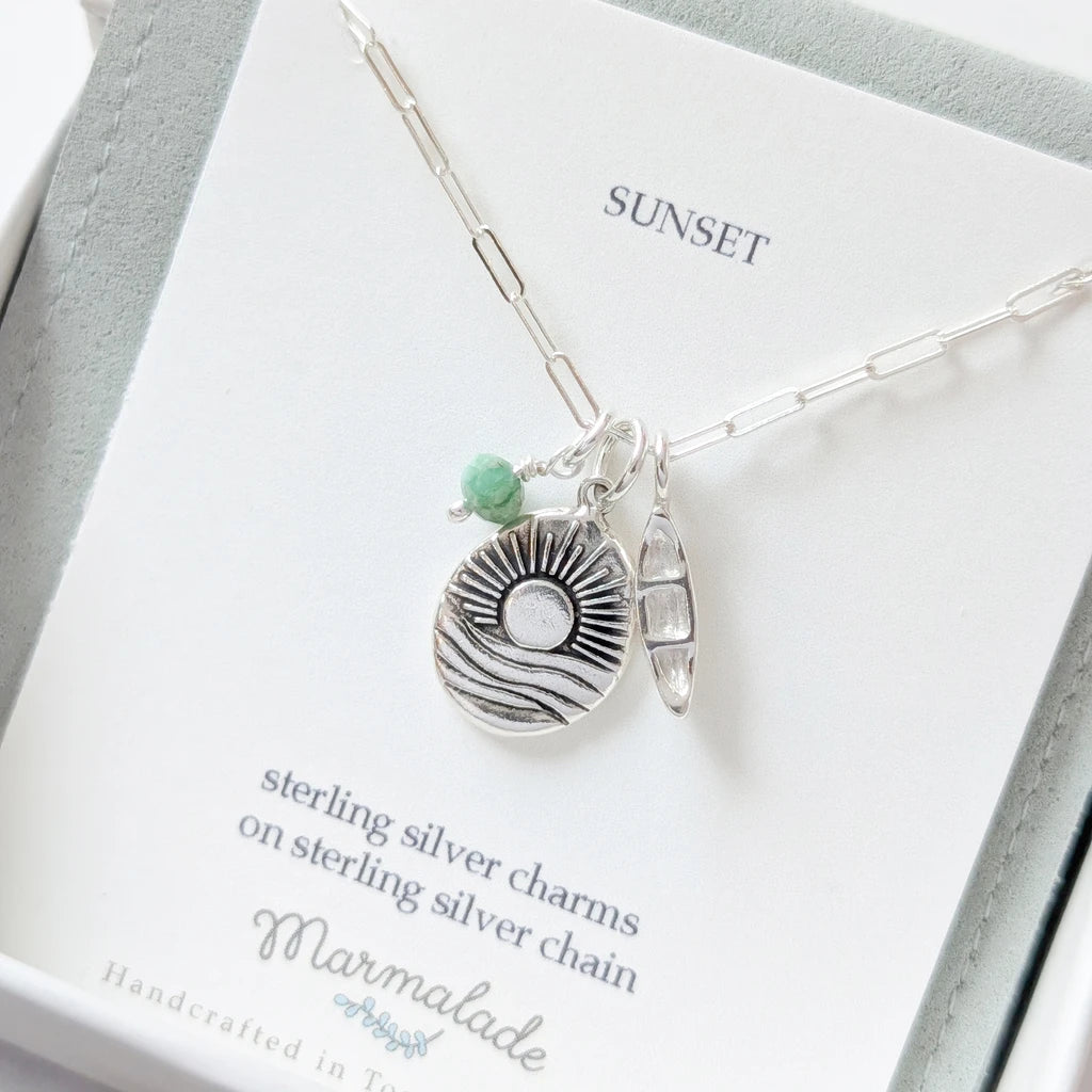 Sunset + Canoe Charm Necklace