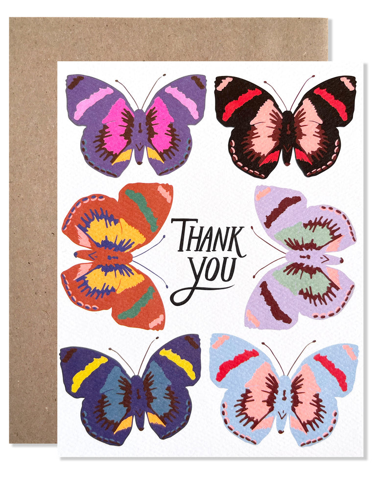 Neon Butterflies Thank You Cards (Set of 8)