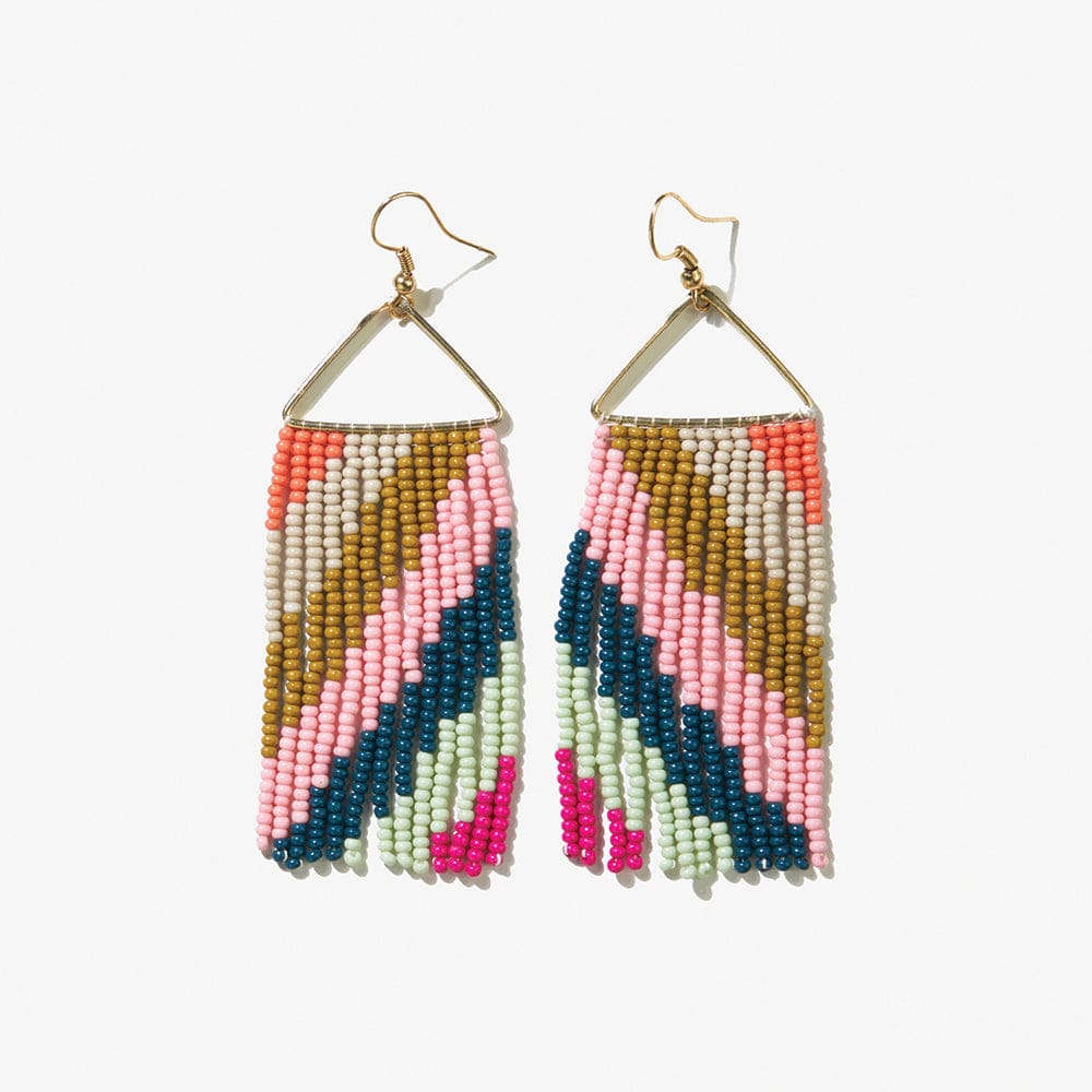 Whitney Chevron Beaded Fringe Earrings