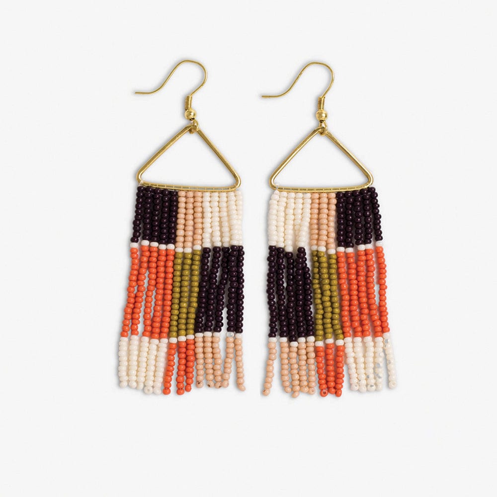 Whitney Chevron Beaded Fringe Earrings