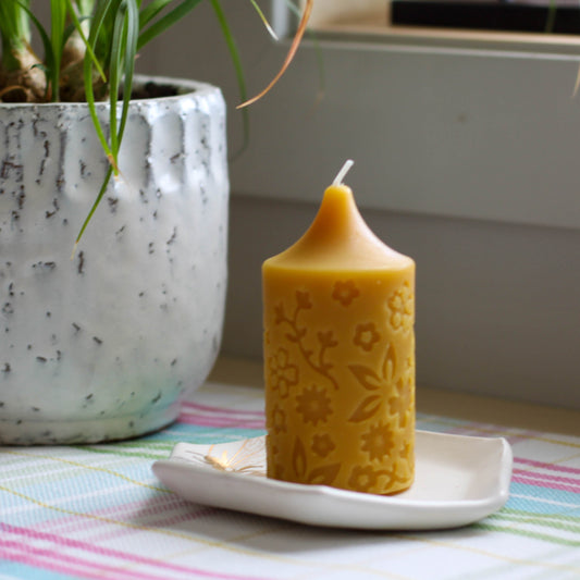 Beeswax Flower Pillar