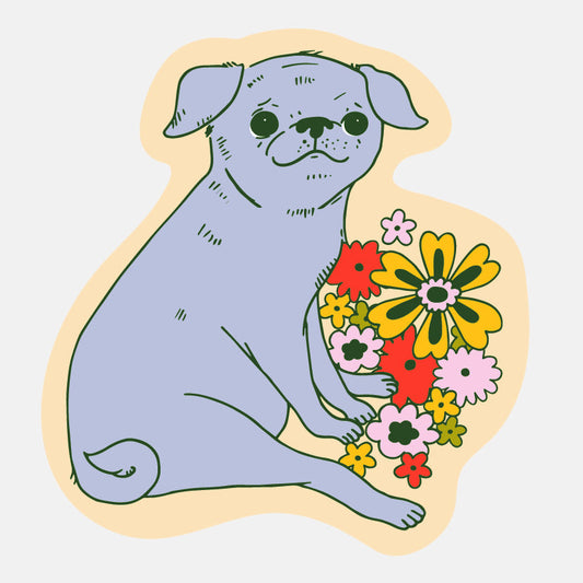 Floral Pug Sticker