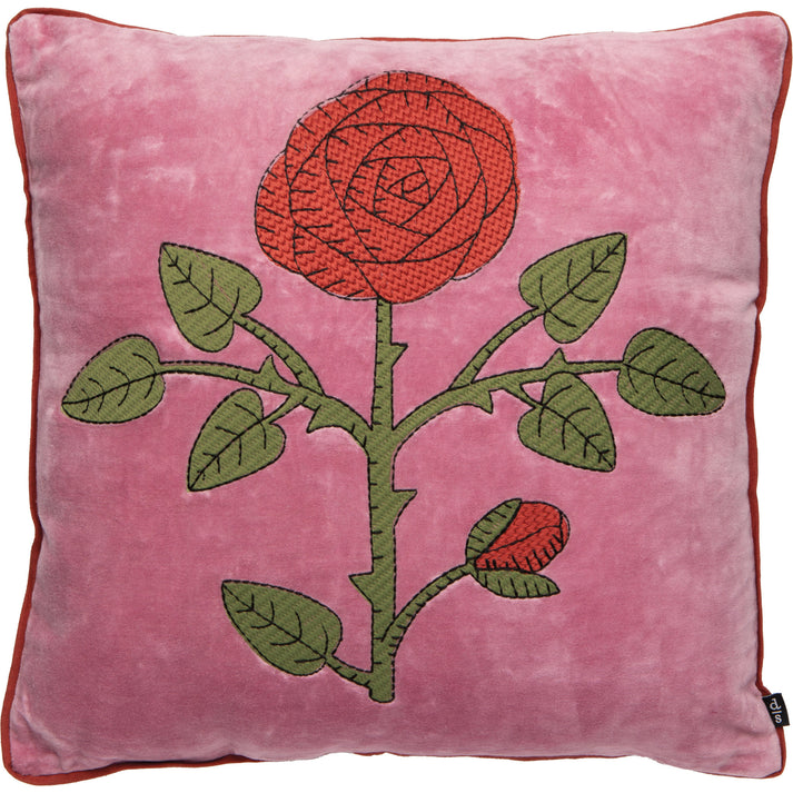 Rose Briar Embroidered Throw Pillow