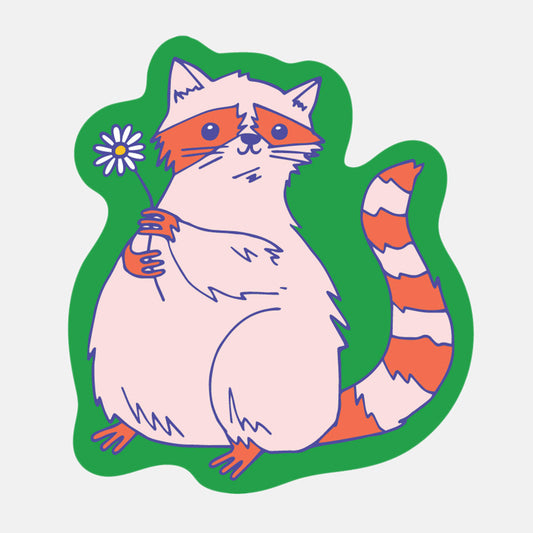 Raccoon Flower Sticker