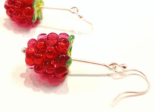 Raspberry Glass Drop Earrings