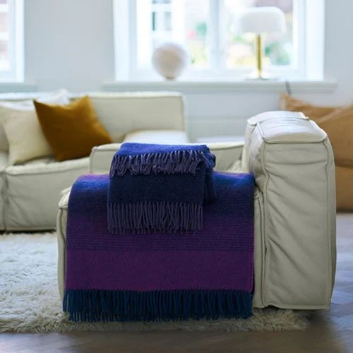 Aurora Purple Blue Lambswool Throw