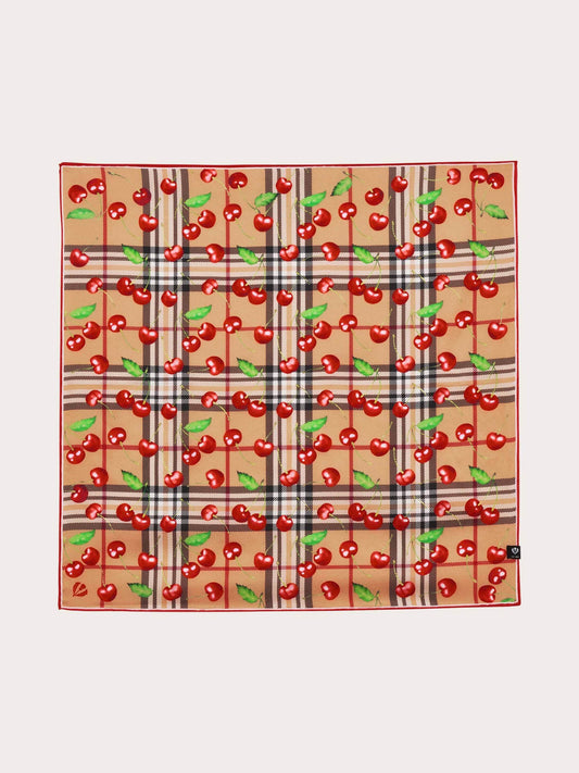 Silk Bandana Plaid Cherries