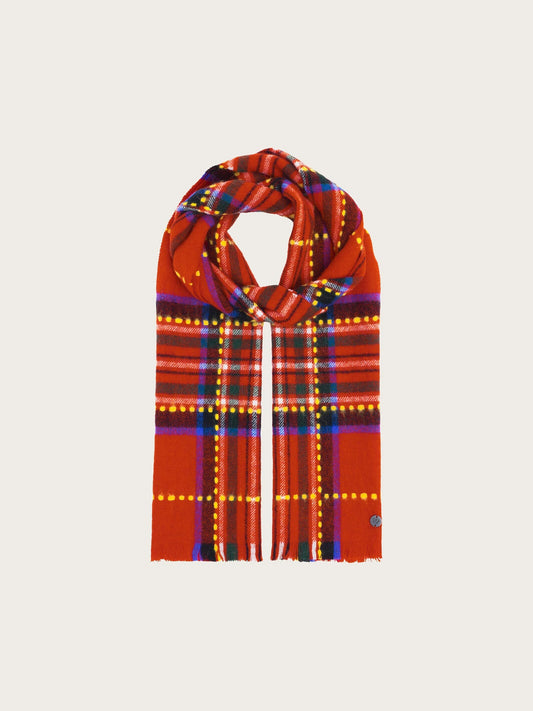 Checkered Wool Scarf Red
