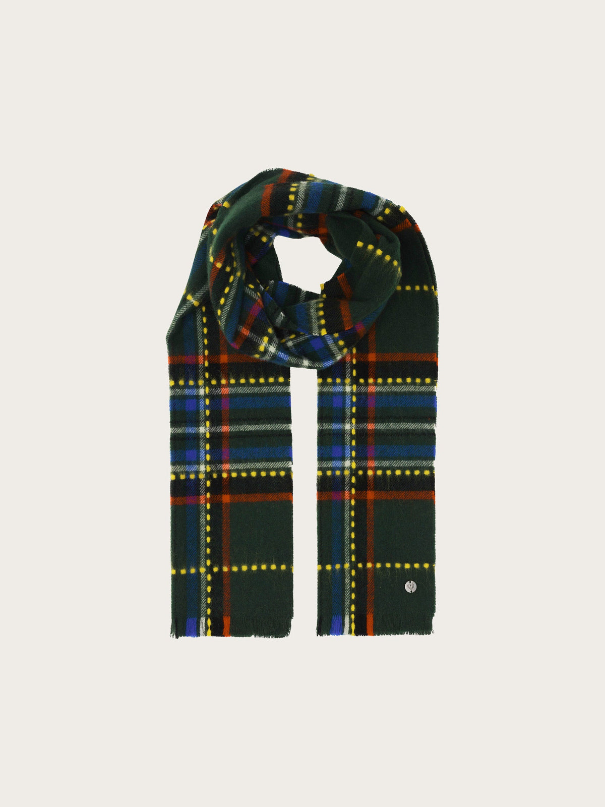 Checkered Wool Scarf Green