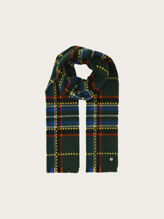 Checkered Wool Scarf Green