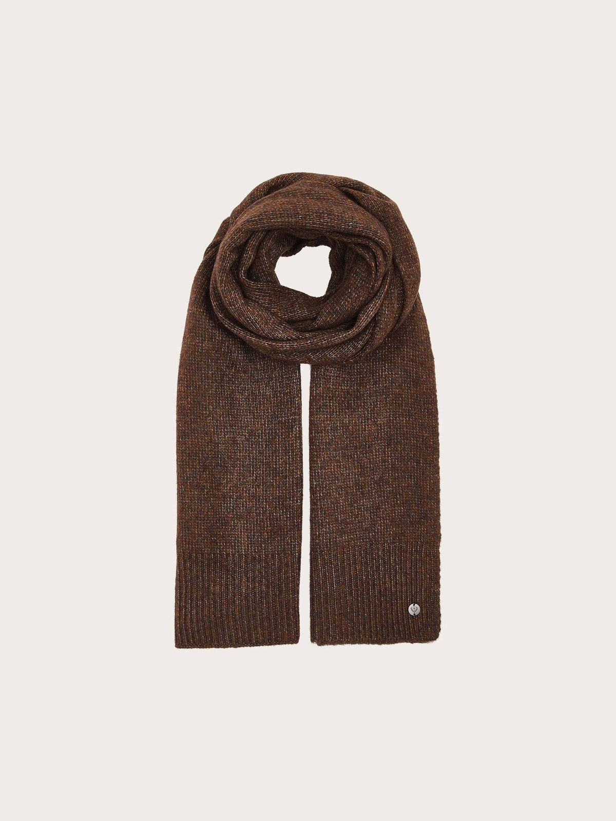 Knitted Scarf Wool Blend Brown