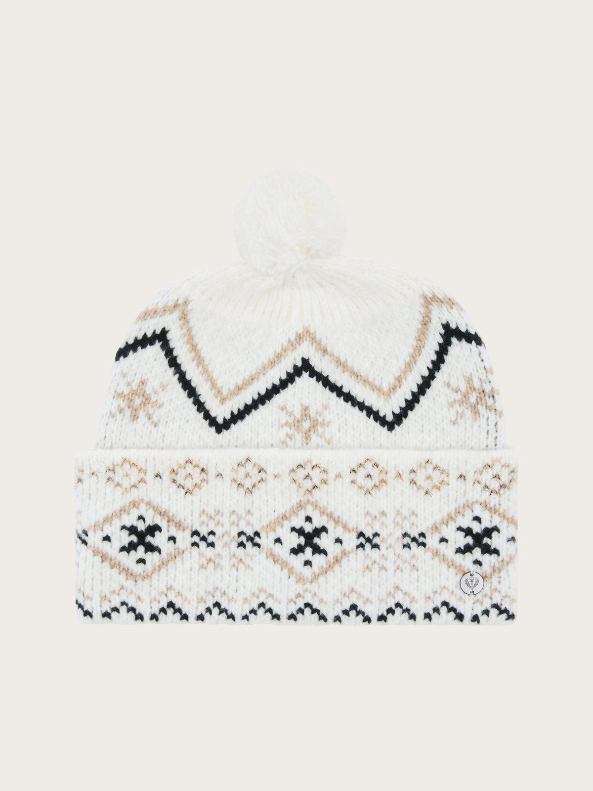 Knitted Beanie Pom Pom Powder