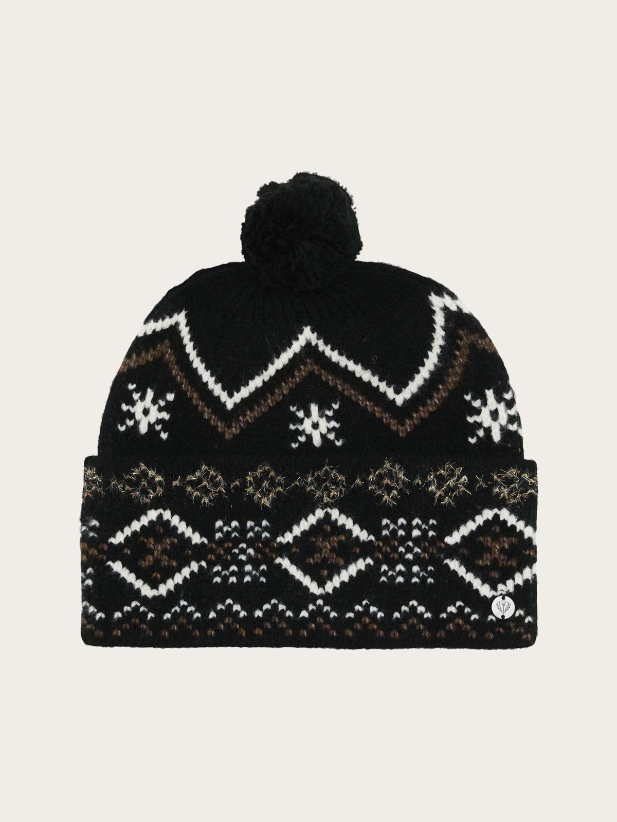 Knitted Beanie Pom Pom Black