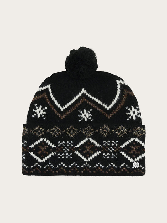 Knitted Beanie Pom Pom Black