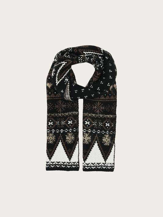 Knitted Scarf Norwegian Pattern Black