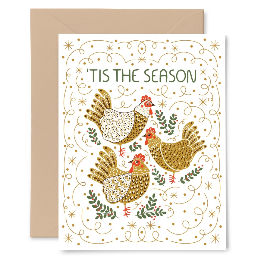 French Hens Holiday Card