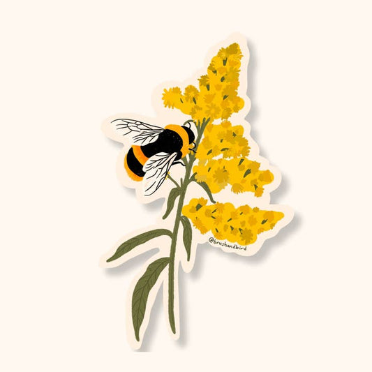 Bumblebee On Goldenrod Sticker