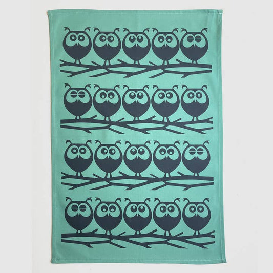 Magpie X Hornsea Owls On Branch Tea Towel