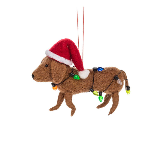 Dachshund with Lights Felt Ornament