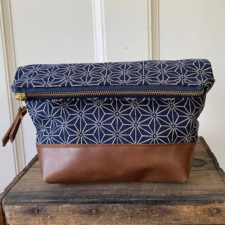 Geometric Geometry Indigo Pouch