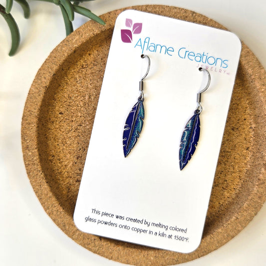 Bluejay Feather Earrings