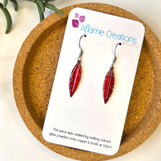 Cardinal Feather Earrings