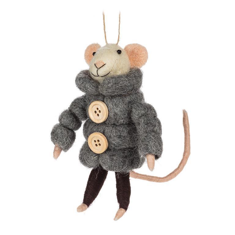 Puffy Parka Mouse Felt Ornament