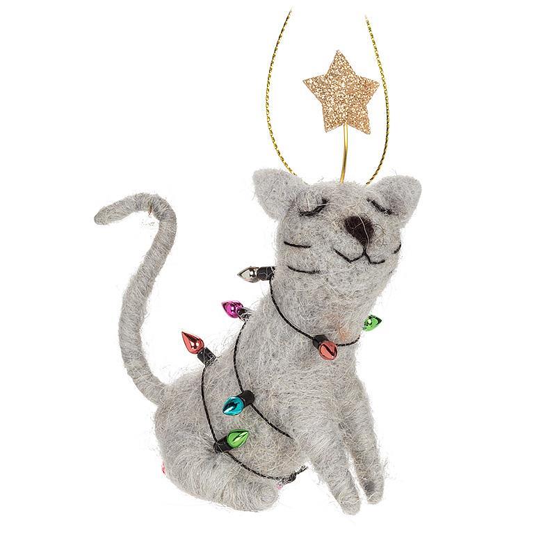 Cat with Lights Felt Ornament