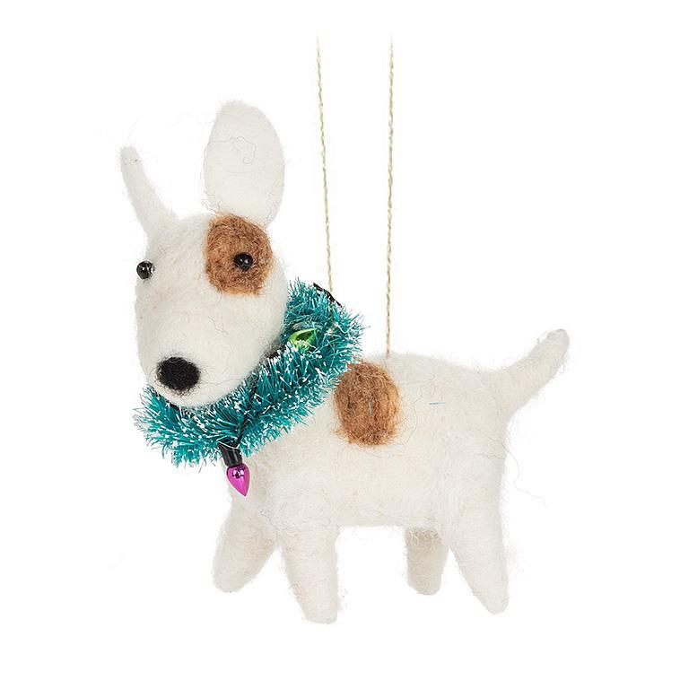 Bull Terrier with Lights Felt Ornament