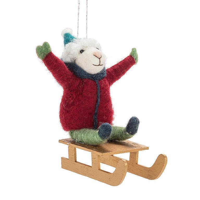 Sledding Mouse Felt Ornament