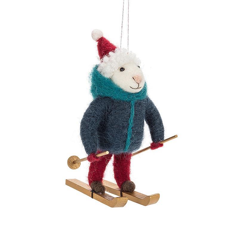 Skiing Mouse Felt Ornament