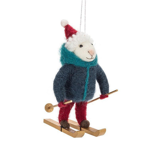 Skiing Mouse Felt Ornament