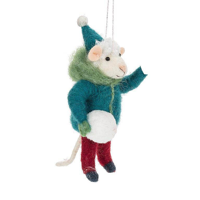 Snowball Mouse Felt Ornament