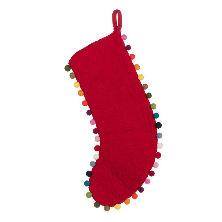 Pompom Edge Felted Stocking